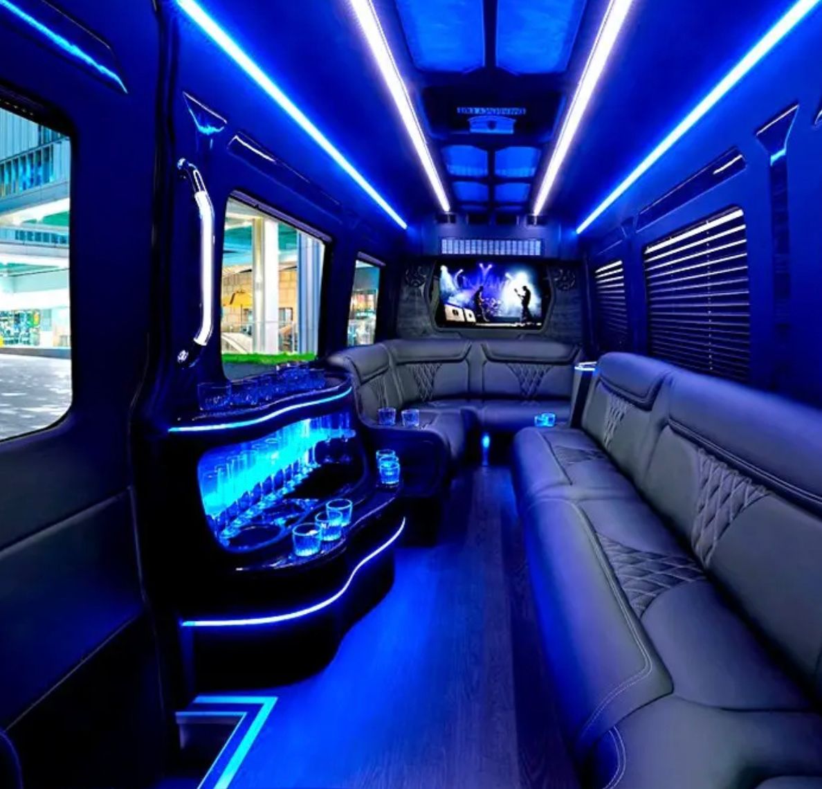 Sprinter limo van interior, Longmont CO