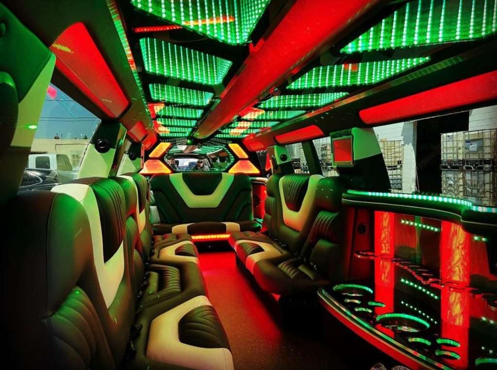 Mercedes GLS stretch limo interior for quinceanera