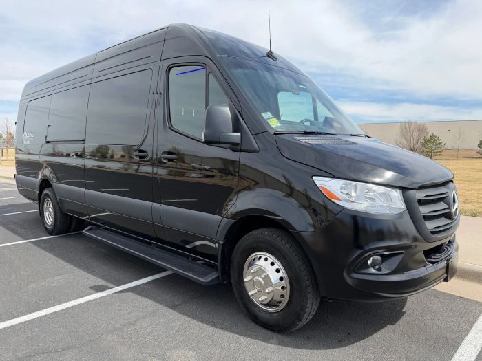 Black Mercedes Sprinter – Longmont party bus rental