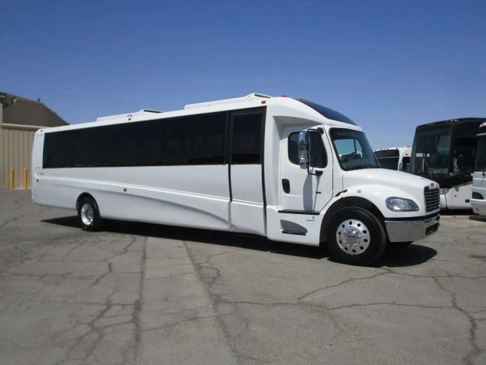 Large white party bus – Longmont party bus rental