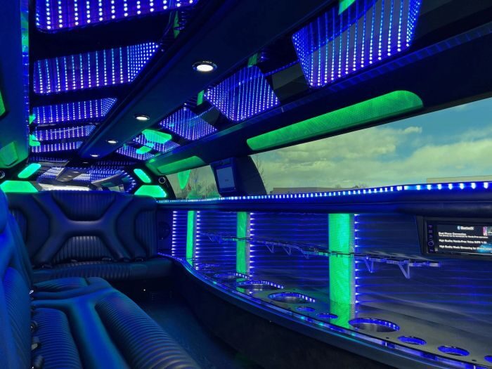 Stretch limo with LED bar – Longmont party bus rental